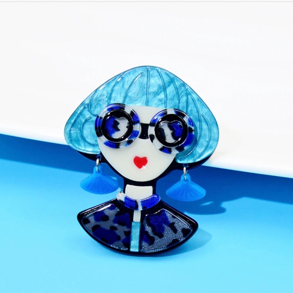 ❤️ 3/$35 Fun Quirky Colourful Large 1960's Mary Quant Style Lady with